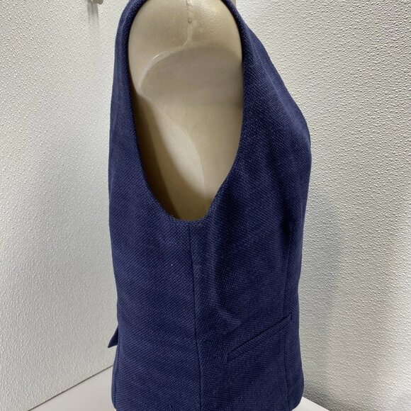 STAUD Brett Textured Cotton Twill Vest • Size L • Navy Blue - Picture 3 of 11